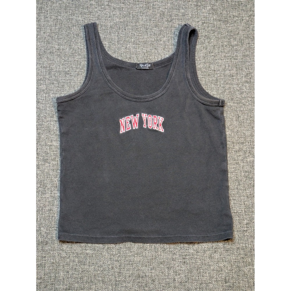John Galt Brandy Melville New York Spellout Logo Black Tank Top S / One Size Y2K